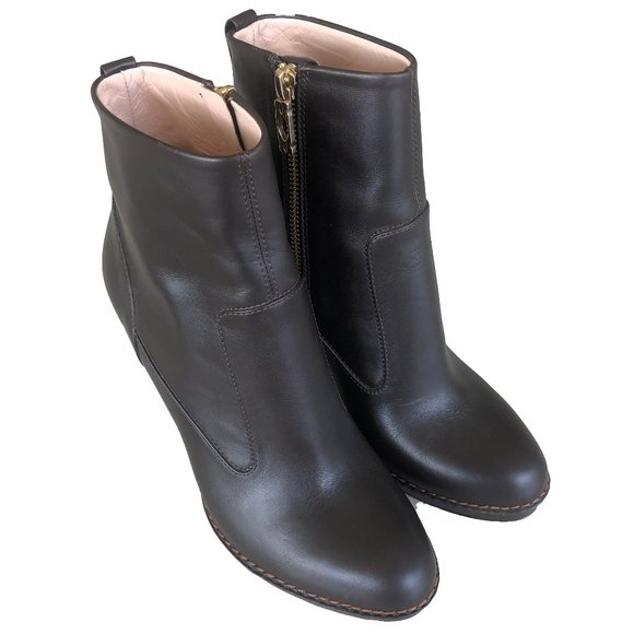 MORESCHI Brown Leather Heel Ankle Boots SIZE 7 - Picture 1 of 4